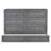 Queen Murphy Bed with Large Drawers,Gray