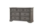 Grace Traditional Style 7-Drawer Dresser made with wood in Rustic Gray