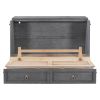 Queen Murphy Bed with Large Drawers,Gray