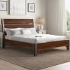 Rustic Brown and Gunmetal Finish 1pc California King Size Platform Bed Industrial Design Horizontal Slats Bedroom Furniture