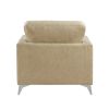 Elegant Modern Style 3pc Sofa Set Sand-Hued Polished Microfiber Upholstery Sofa Loveseat Chair Solid Wood Living Room Furniture Silver Finish Metal Le