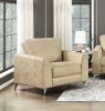 Elegant Modern Style 3pc Sofa Set Sand-Hued Polished Microfiber Upholstery Sofa Loveseat Chair Solid Wood Living Room Furniture Silver Finish Metal Le