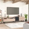 Modern TV Stand for 80'' TV with Double Storage Space, Media Console Table, Entertainment Center with Drop Down Door for Living Room, Bedroom