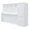 Queen Size Murphy Bed Wall Bed with Closet and Drawers,White