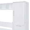 Queen Size Murphy Bed Wall Bed with Closet and Drawers,White