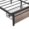 Queen Size Metal Platform Bed Frame with upholstery storage function Headboard and USB LINER and Footboard with drawers , No Box Spring Needed