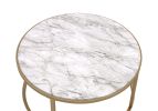 Shanish Nesting Table Set (2Pc Pk) in Faux Marble & Gold