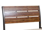 Rustic Brown and Gunmetal Finish 1pc California King Size Platform Bed Industrial Design Horizontal Slats Bedroom Furniture