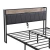 Queen Size Metal Platform Bed Frame with upholstery storage function Headboard and USB LINER and Footboard with drawers , No Box Spring Needed