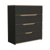 2 Piece Bedroom Set, London Armoire + Aralia Drawer Dresser, Black / Light Oak