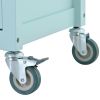 Kitchen Island Cart with 4 Door Cabinet and Two Drawers and 2 Locking Wheels - Solid Wood Top, Adjustable Shelves, Spice & Towel Rack(Mint Green)