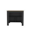 Brooklyn Kitchen Island in melamine with open storage,light pine/black