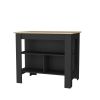 Brooklyn Kitchen Island in melamine with open storage,light pine/black