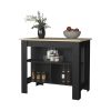 Brooklyn Kitchen Island in melamine with open storage,light pine/black