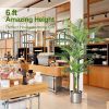 Golden Cane Palm Artificial Tree Large Tropical Palm Tree UV Resistant Fake Plant in Pot , Outdoor Decoration