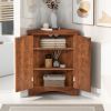 Triangle Bathroom Storage Cabinet with Adjustable Shelves;  Freestanding Floor Cabinet for Home Kitchen