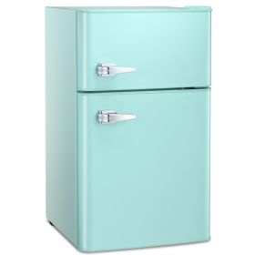 3.2 Cu.Ft Mini fridge with Freezer, Double Door Compact Refrigerator, Retro Mini Refrigerator for Dorm, Office, Bedroom(Red) (Color: Green)