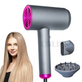 Hair Dryer Professional Salon Negative Ionic Dryer Wind Powerful Hairdryer Home Appliances Anti-static Blow Dryer Modeling Tool (Color: Gray with box, Plug Type: us)