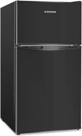 BANGSON Mini Fridge with Freezer, 2 Door Small Refrigerator with Freezer, Mini Fridge for Bedroom, 3.2 CU.FT, For Home, Office (Color: Black)