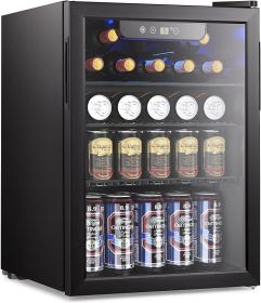 Joy Pebble Beverage Refrigerator Cooler 12 Bottle 48 Can - Mini Fridge with Glass Door for Beer Drink Wine,Freestanding beverage (Color: 2.6 Cu.Ft, Plug Type: us)