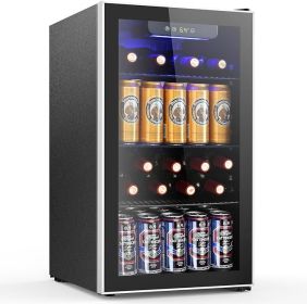 Joy Pebble Beverage Refrigerator Cooler 12 Bottle 48 Can - Mini Fridge with Glass Door for Beer Drink Wine,Freestanding beverage (Color: 3.2 Cu.Ft, Plug Type: us)