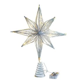 LED Star Christmas Tree Toppers Christmas Decoration String Ornament New Year (Varient: Silver (20cm))