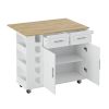 Multi-Functional Kitchen Island Cart with 2 Door Cabinet and Two Drawers,Spice Rack, Towel Holder, Wine Rack, and Foldable Rubberwood Table Top