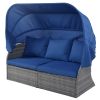 Outdoor Patio Furniture Set Daybed Sunbed with Retractable Canopy Conversation Set Wicker Furniture