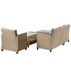 Outdoor;  Patio Furniture Sets;  4 Piece Conversation Set Wicker Ratten Sectional Sofa with Seat Cushions