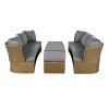 Customizable Outdoor Patio Furniture Set, Wicker Furniture Sofa Set with Thick Cushions, Suitable for Backyard, Porch.