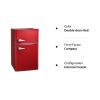 3.2 Cu.Ft Mini fridge with Freezer, Double Door Compact Refrigerator, Retro Mini Refrigerator for Dorm, Office, Bedroom(Red)