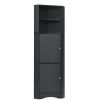 Tall Bathroom Corner Cabinet;  Freestanding Storage Cabinet with Doors and Adjustable Shelves;  MDF Board