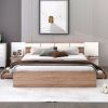 Queen Size Platform Bed with Headboard, Drawers, Shelves, USB Ports and Sockets