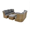 Customizable Outdoor Patio Furniture Set, Wicker Furniture Sofa Set with Thick Cushions, Suitable for Backyard, Porch.