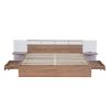 Queen Size Platform Bed with Headboard, Drawers, Shelves, USB Ports and Sockets