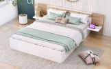 Queen Size Platform Bed with Headboard, Drawers, Shelves, USB Ports and Sockets