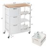 Rolling Kitchen Island Utility Storage Cart with 3 Large Drawers