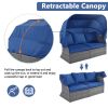 Outdoor Patio Furniture Set Daybed Sunbed with Retractable Canopy Conversation Set Wicker Furniture