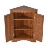 Triangle Bathroom Storage Cabinet with Adjustable Shelves;  Freestanding Floor Cabinet for Home Kitchen