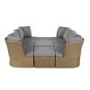 Customizable Outdoor Patio Furniture Set, Wicker Furniture Sofa Set with Thick Cushions, Suitable for Backyard, Porch.