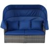 Outdoor Patio Furniture Set Daybed Sunbed with Retractable Canopy Conversation Set Wicker Furniture