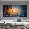 Hand Painted Oil Painting Abstract Rain Scenery Oil Painting on Canvas Original Couple Painting