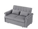 Artemax 55'' Modern Shiny Velvet Convertible Loveseat Sleeper Sofa Couch w/ 2 Lumbar Pillows