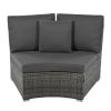 Outdoor Patio Furniture Luxury Circular Outdoor Sofa Set Rattan Wicker Sectional Sofa Lounge Set with Tempered Glass Coffee Table, 6 Pillows