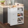 Rolling Kitchen Island Utility Storage Cart with 3 Large Drawers