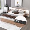 Queen Size Platform Bed with Headboard, Drawers, Shelves, USB Ports and Sockets