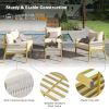 4-Piece Rope Patio Furniture Set, Outdoor Furniture with Tempered Glass Table