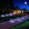 Outdoor Solar Garden Lights;  4 Pack 120 LED Copper Wire Waterproof Solar Garden Fireworks Lamp with Remote;  8 Modes Decorative Sparkles Stake Landsc