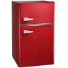 3.2 Cu.Ft Mini fridge with Freezer, Double Door Compact Refrigerator, Retro Mini Refrigerator for Dorm, Office, Bedroom(Red)