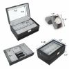 US 24/12Slot Watch Box Leather Display Case Top Glass Storage Watch Case Jewelry Display Storage Top Glass Storage